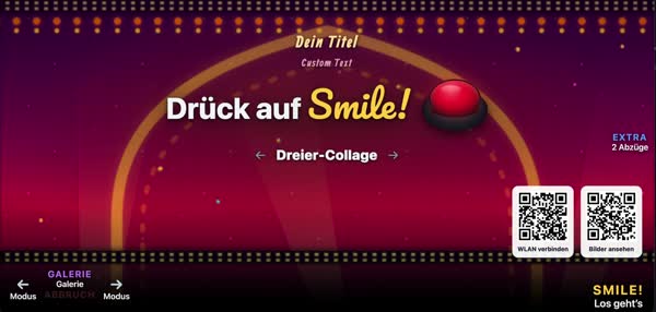 Start screen in the Funfair design: circus tent ringed with light bulbs