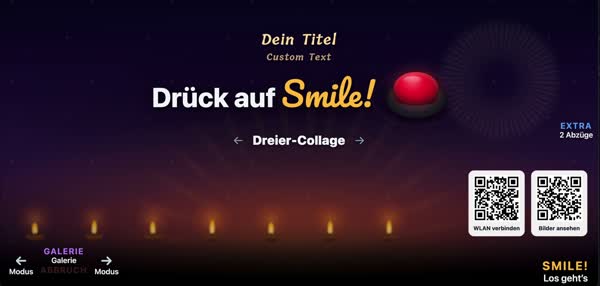 Start screen in the Candlelight design: a row of candles in the dark